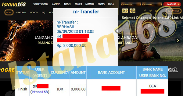 BUKTI KEMENANGAN WD MEMBER IDR 8.000.000
