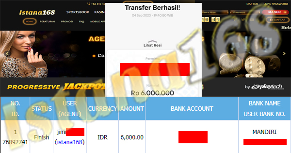 BUKTI KEMENANGAN WD MEMBER IDR 6.000.000