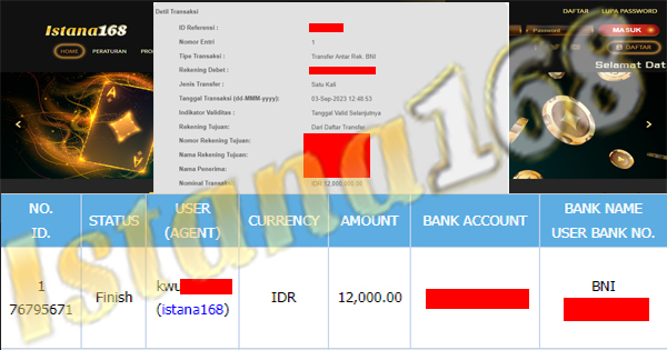 BUKTI KEMENANGAN WD MEMBER IDR 12.000.000