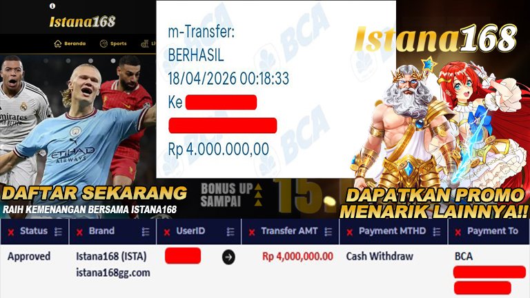 Mohon untuk selalu menghubungi Istana168 melalui kontak resmi berikut: - Whatsapp : +6281240006168 - Telegram : istana168 - LINE : istana168 - Facebook : istana168terpercaya