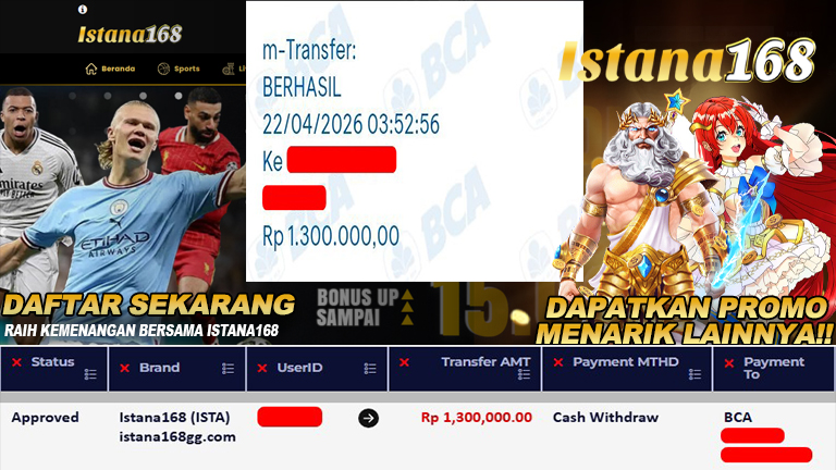 Mohon untuk selalu menghubungi Istana168 melalui kontak resmi berikut: - Whatsapp : +6281240006168 - Telegram : istana168 - LINE : istana168 - Facebook : istana168terpercaya