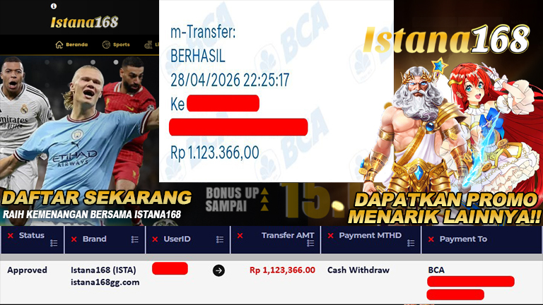 Mohon untuk selalu menghubungi Istana168 melalui kontak resmi berikut: - Whatsapp : +6281240006168 - Telegram : istana168 - LINE : istana168 - Facebook : istana168terpercaya