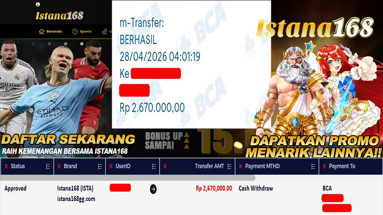 Mohon untuk selalu menghubungi Istana168 melalui kontak resmi berikut: - Whatsapp : +6281240006168 - Telegram : istana168 - LINE : istana168 - Facebook : istana168terpercaya