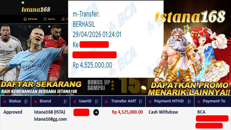 Mohon untuk selalu menghubungi Istana168 melalui kontak resmi berikut: - Whatsapp : +6281240006168 - Telegram : istana168 - LINE : istana168 - Facebook : istana168terpercaya