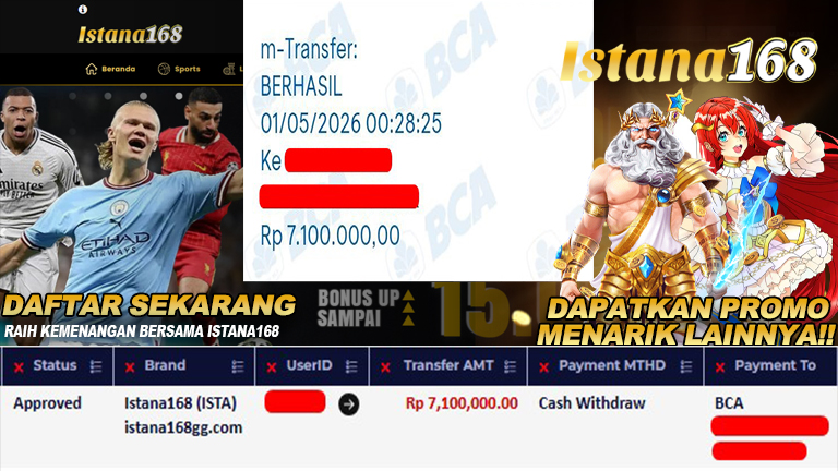 Mohon untuk selalu menghubungi Istana168 melalui kontak resmi berikut: - Whatsapp : +6281240006168 - Telegram : istana168 - LINE : istana168 - Facebook : istana168terpercaya