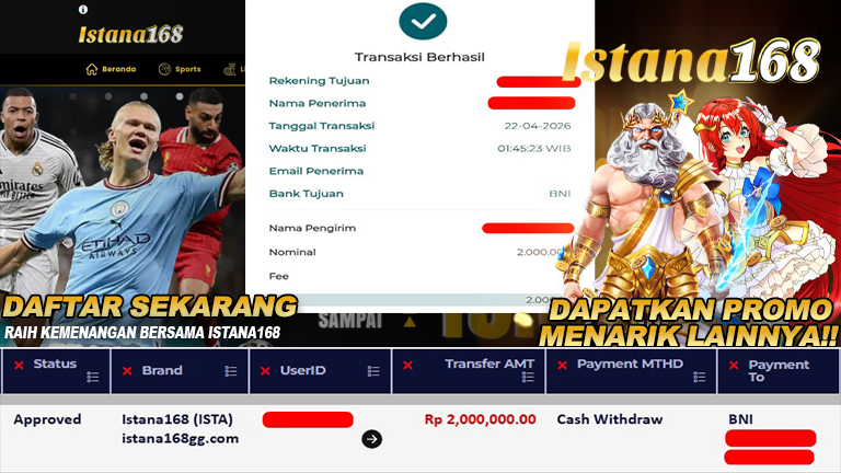 Mohon untuk selalu menghubungi Istana168 melalui kontak resmi berikut: - Whatsapp : +6281240006168 - Telegram : istana168 - LINE : istana168 - Facebook : istana168terpercaya