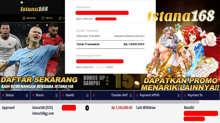 Mohon untuk selalu menghubungi Istana168 melalui kontak resmi berikut: - Whatsapp : +6281240006168 - Telegram : istana168 - LINE : istana168 - Facebook : istana168terpercaya