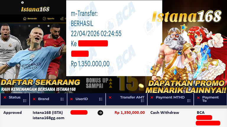 Mohon untuk selalu menghubungi Istana168 melalui kontak resmi berikut: - Whatsapp : +6281240006168 - Telegram : istana168 - LINE : istana168 - Facebook : istana168terpercaya