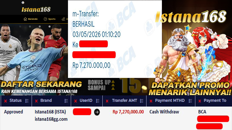 Mohon untuk selalu menghubungi Istana168 melalui kontak resmi berikut: - Whatsapp : +6281240006168 - Telegram : istana168 - LINE : istana168 - Facebook : istana168terpercaya