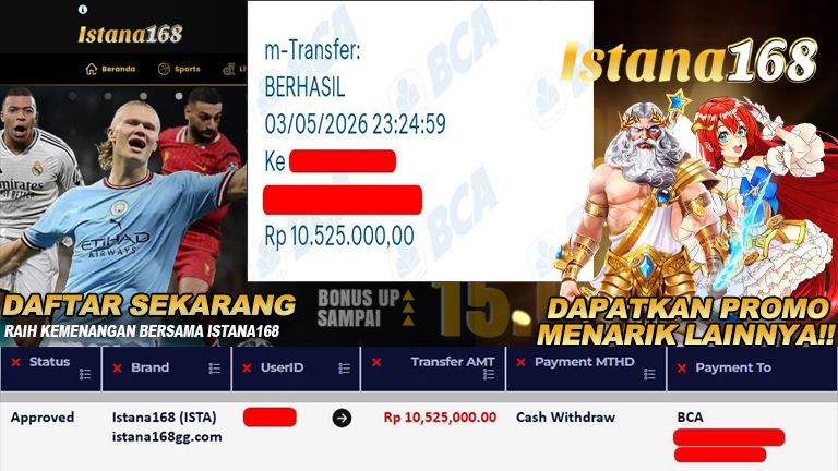 Mohon untuk selalu menghubungi Istana168 melalui kontak resmi berikut: - Whatsapp : +6281240006168 - Telegram : istana168 - LINE : istana168 - Facebook : istana168terpercaya