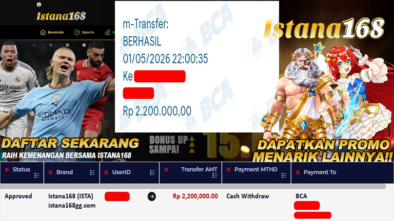 Mohon untuk selalu menghubungi Istana168 melalui kontak resmi berikut: - Whatsapp : +6281240006168 - Telegram : istana168 - LINE : istana168 - Facebook : istana168terpercaya
